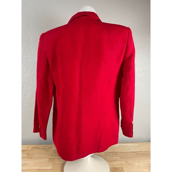 Collectible Gold Women's Size 10 Red Suit Blazer Boyfriend 1-Button Linen Blend - Picture 2 of 7